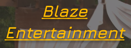 A logo for blaze entertainment with a waterfall in the background