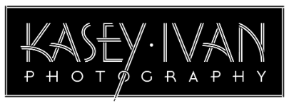 A black and white logo for kasey ivan photography