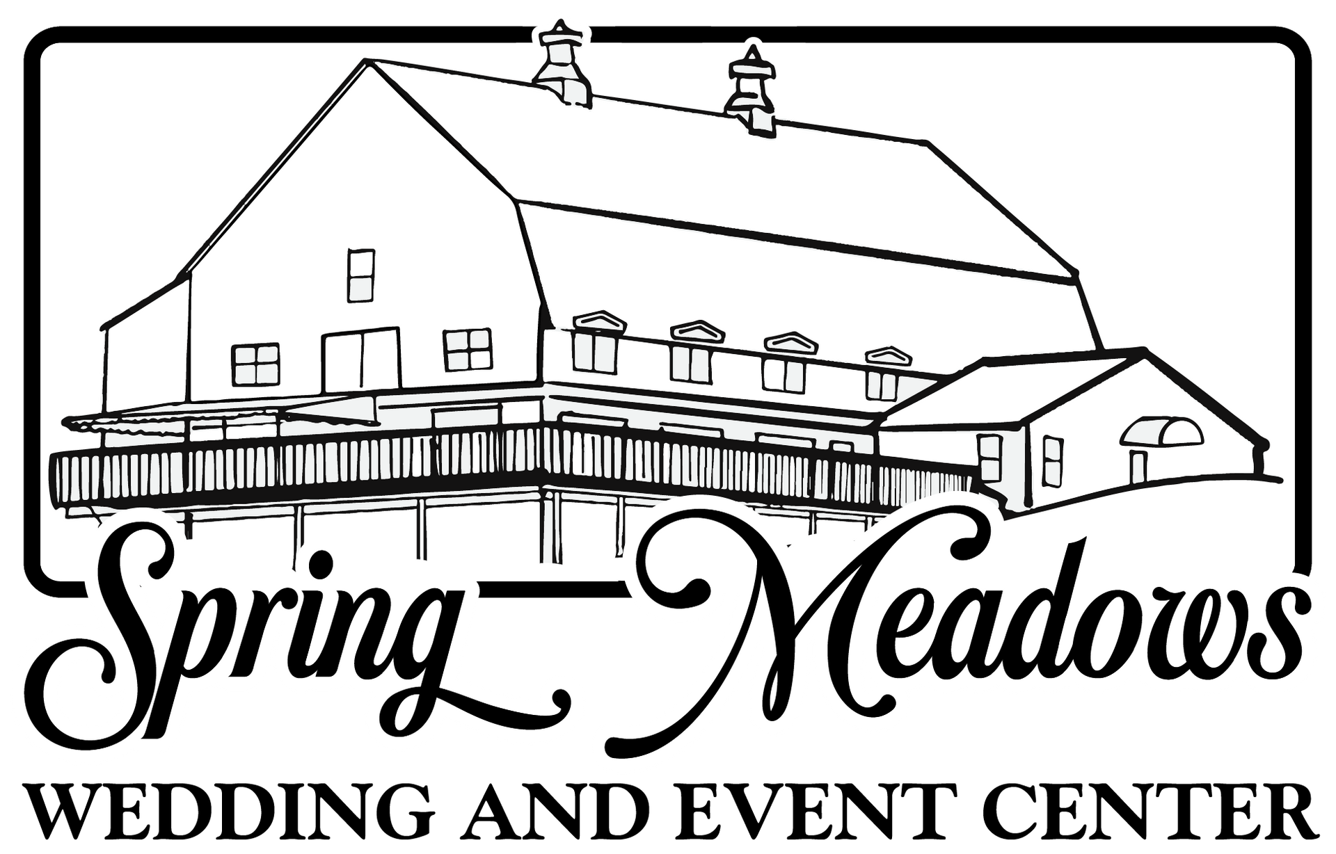 A black and white logo for spring meadows wedding and event center