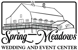 A black and white logo for spring meadows wedding and event center