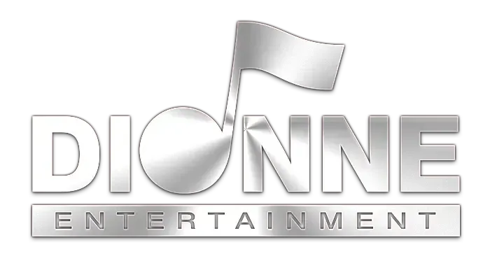 The logo for dionne entertainment has a flag on it.