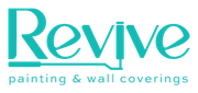 The logo for Revive Painting and wall coverings is teal-blue and white.