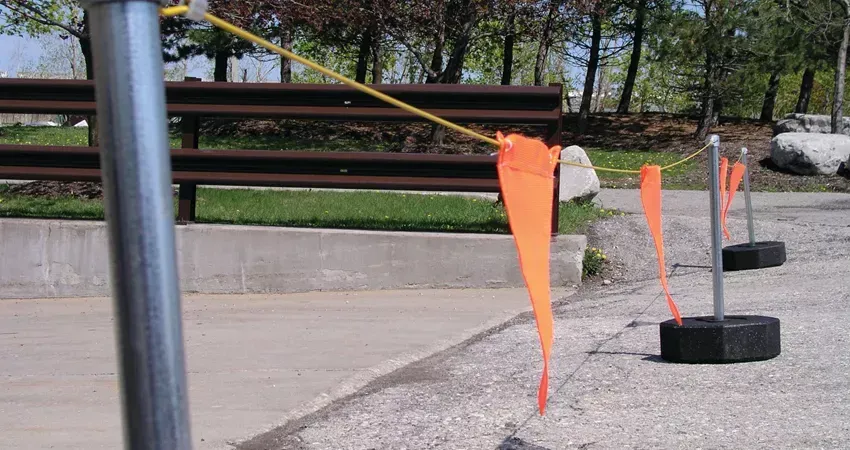 roof warning line system, Fall protection warning line flags