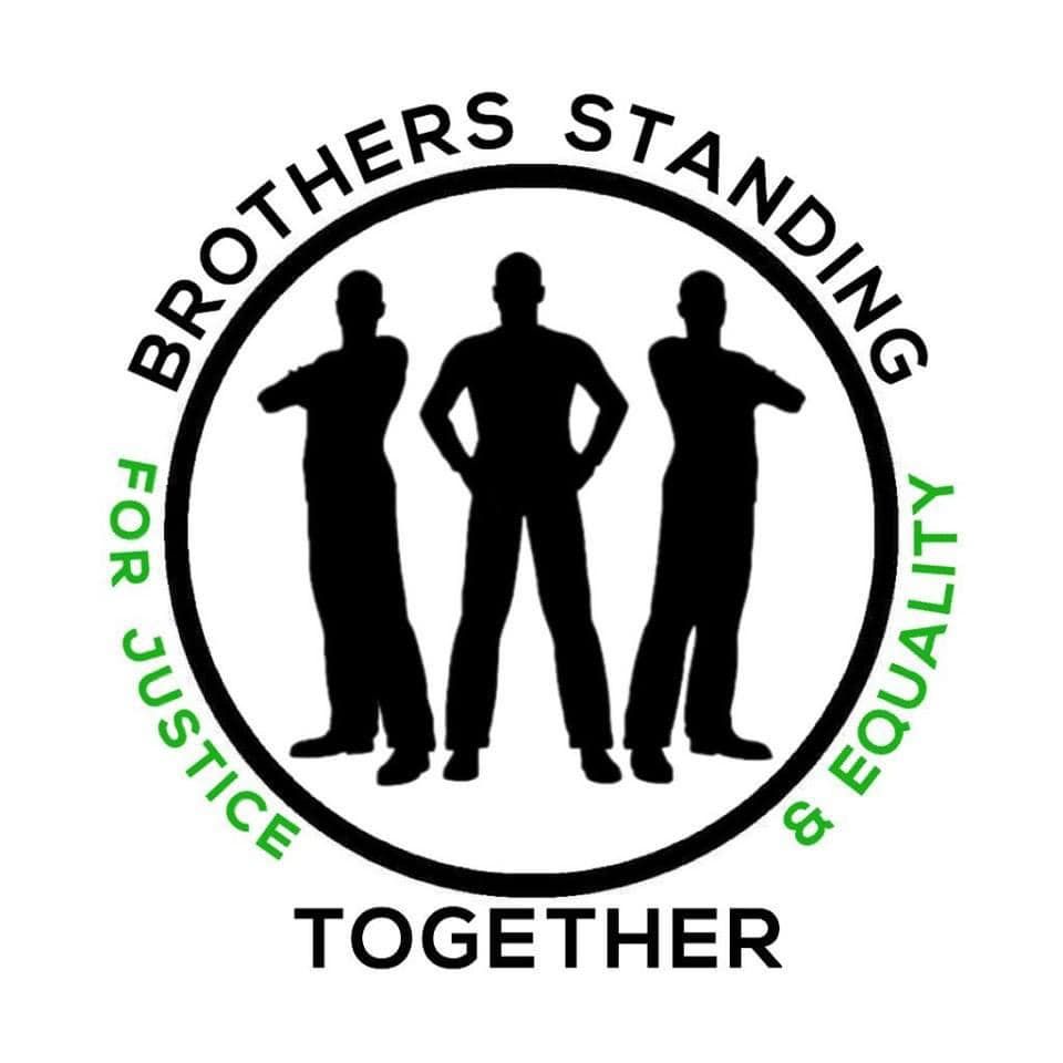 A logo for brothers standing together with three men standing next to each other.