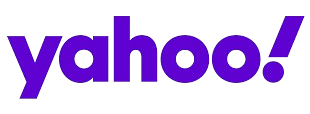 The yahoo logo is purple and black on a white background.