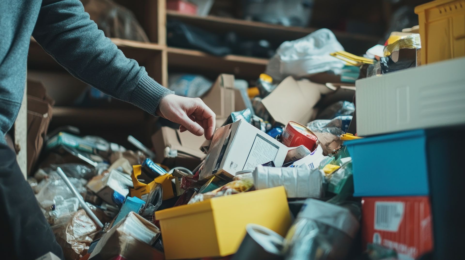 A man decluttering his garage