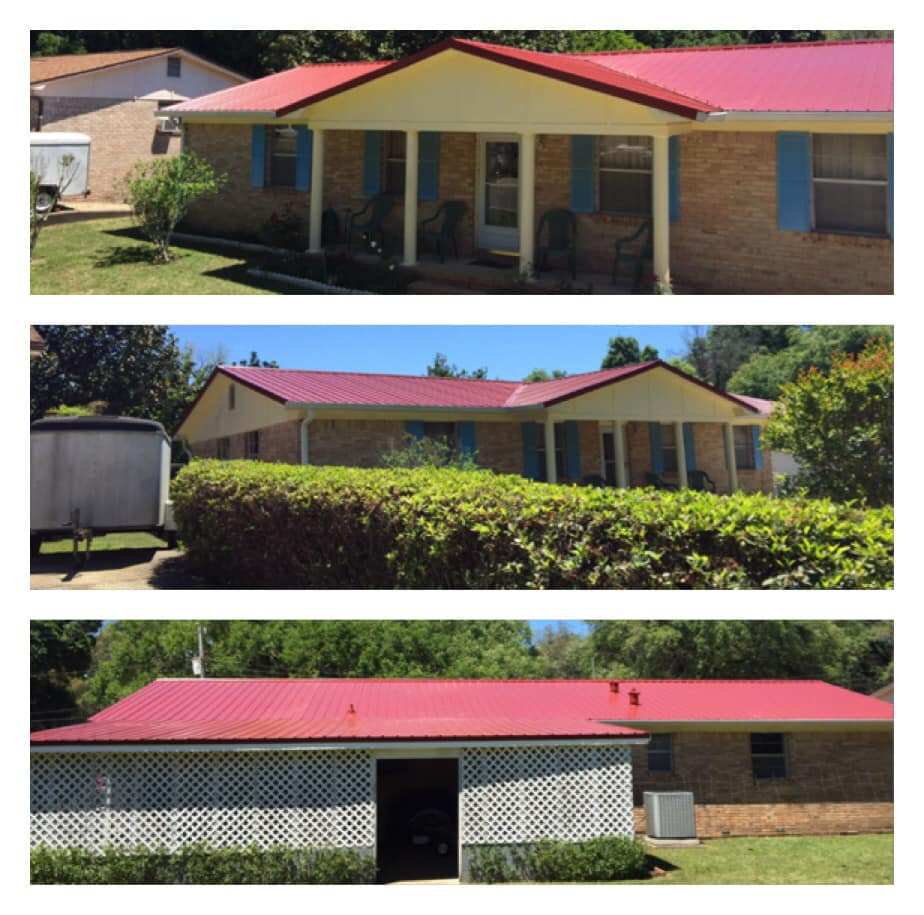 Red metal roof installation from Jones Roofing