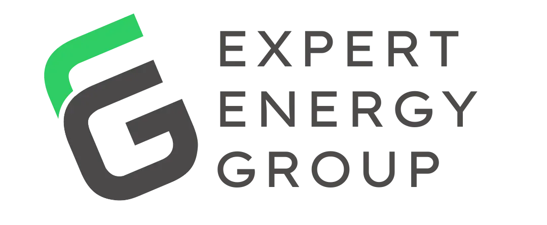 Logo for Expert Energy Group: stylized dark gray and green "G" with the company name to the right.