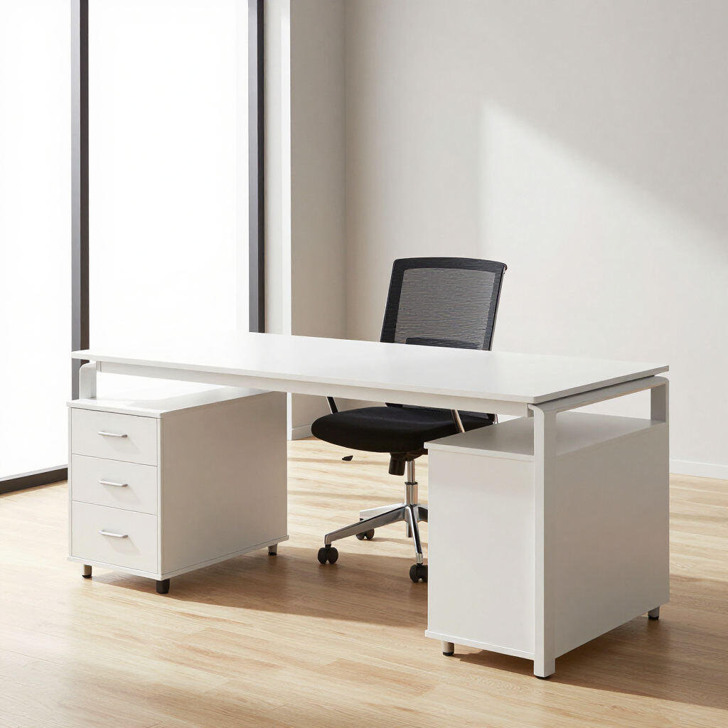 Espacio de trabajo con mobiliario de oficina moderno