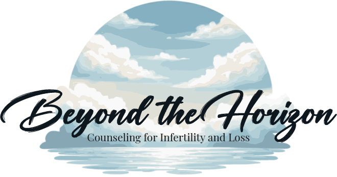 Logo: Blue sky and water scene with