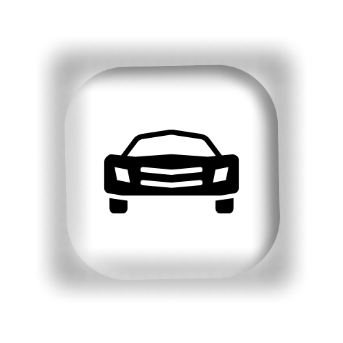 Black car icon within a white rounded square.