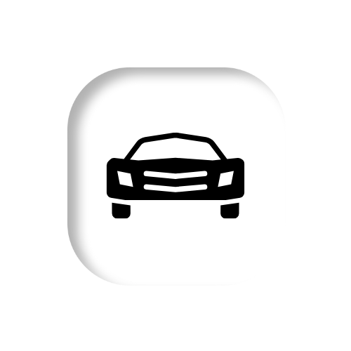 Black car icon on a white, rounded square.