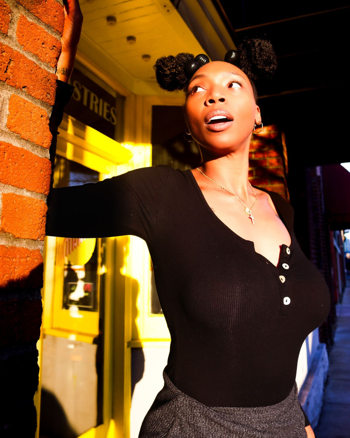 Editorial model portrait photographed in natural light for a professional portfolio session in Salem Oregon