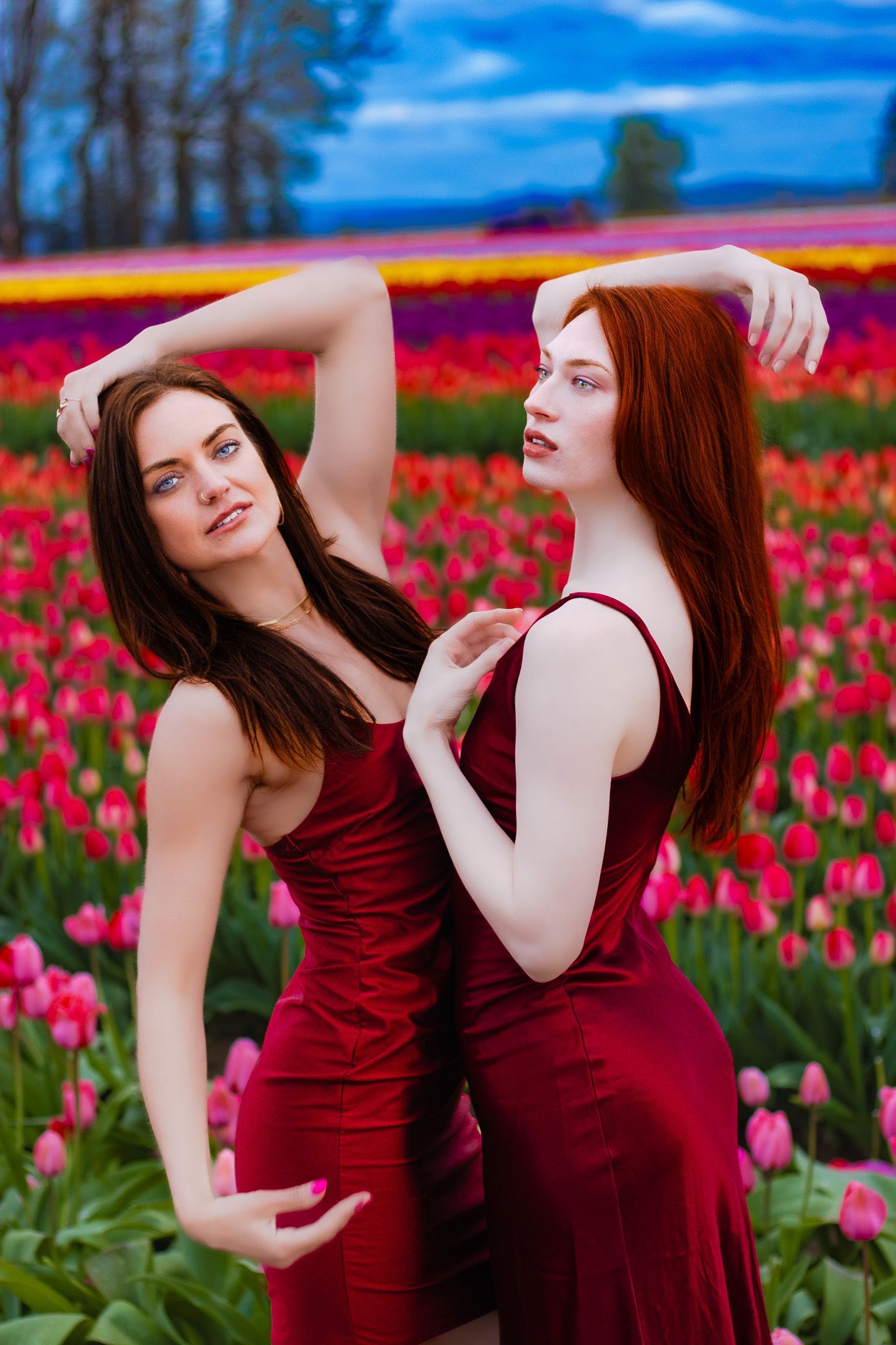 Natural light portrait of two models photographed for a modeling portfolio session by Verity Visions