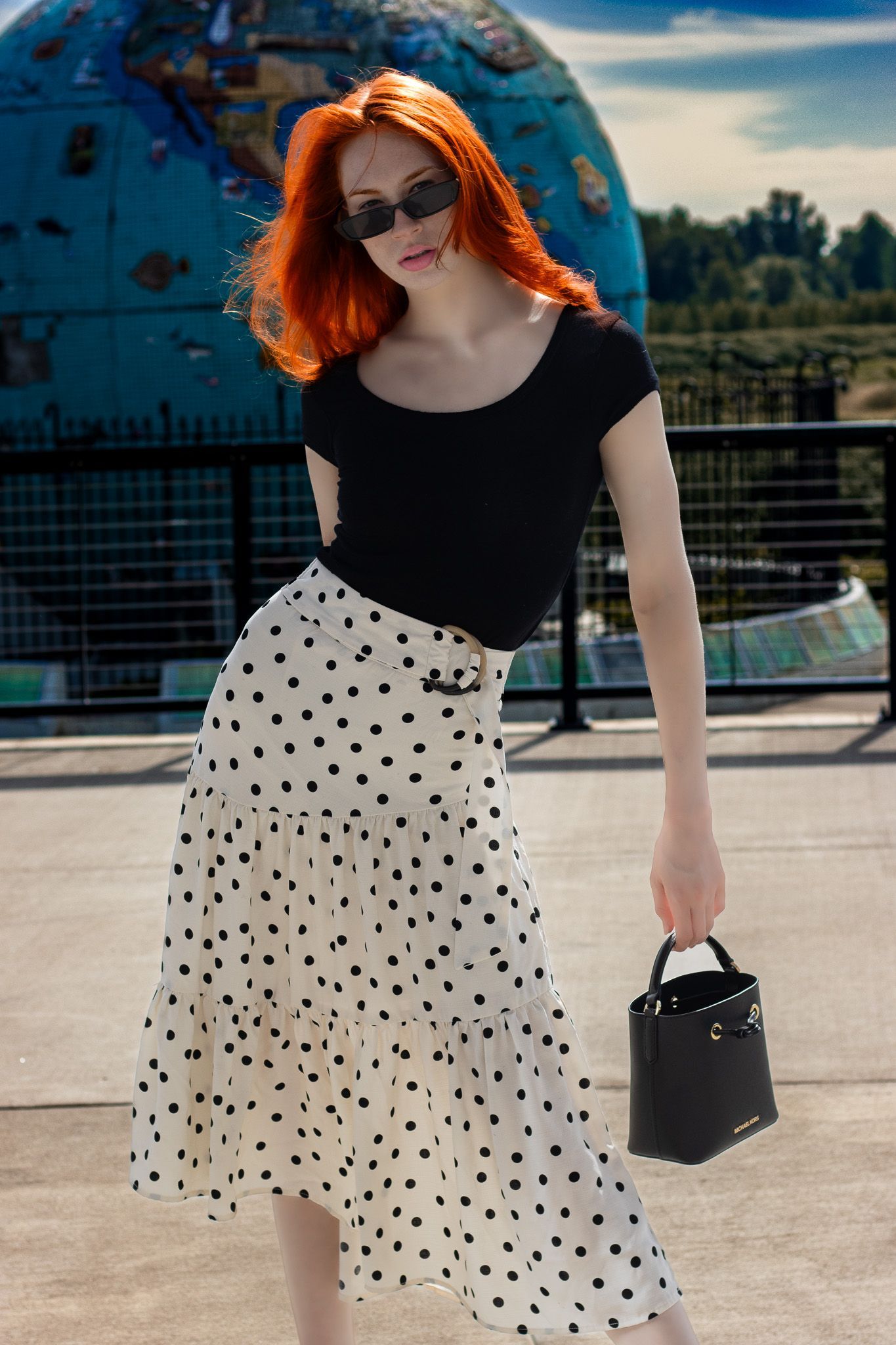 Editorial fashion portrait of a model photographed outdoors for a modeling portfolio by Verity Visions in Salem Oregon