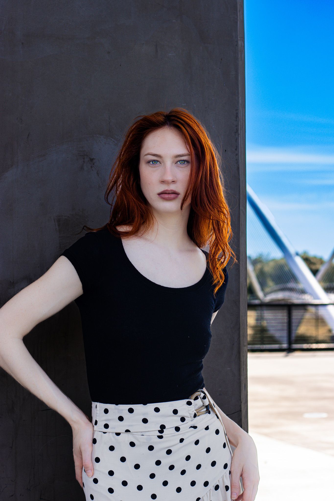 Editorial fashion portrait of a model photographed outdoors for a modeling portfolio by Verity Visions in Salem Oregon