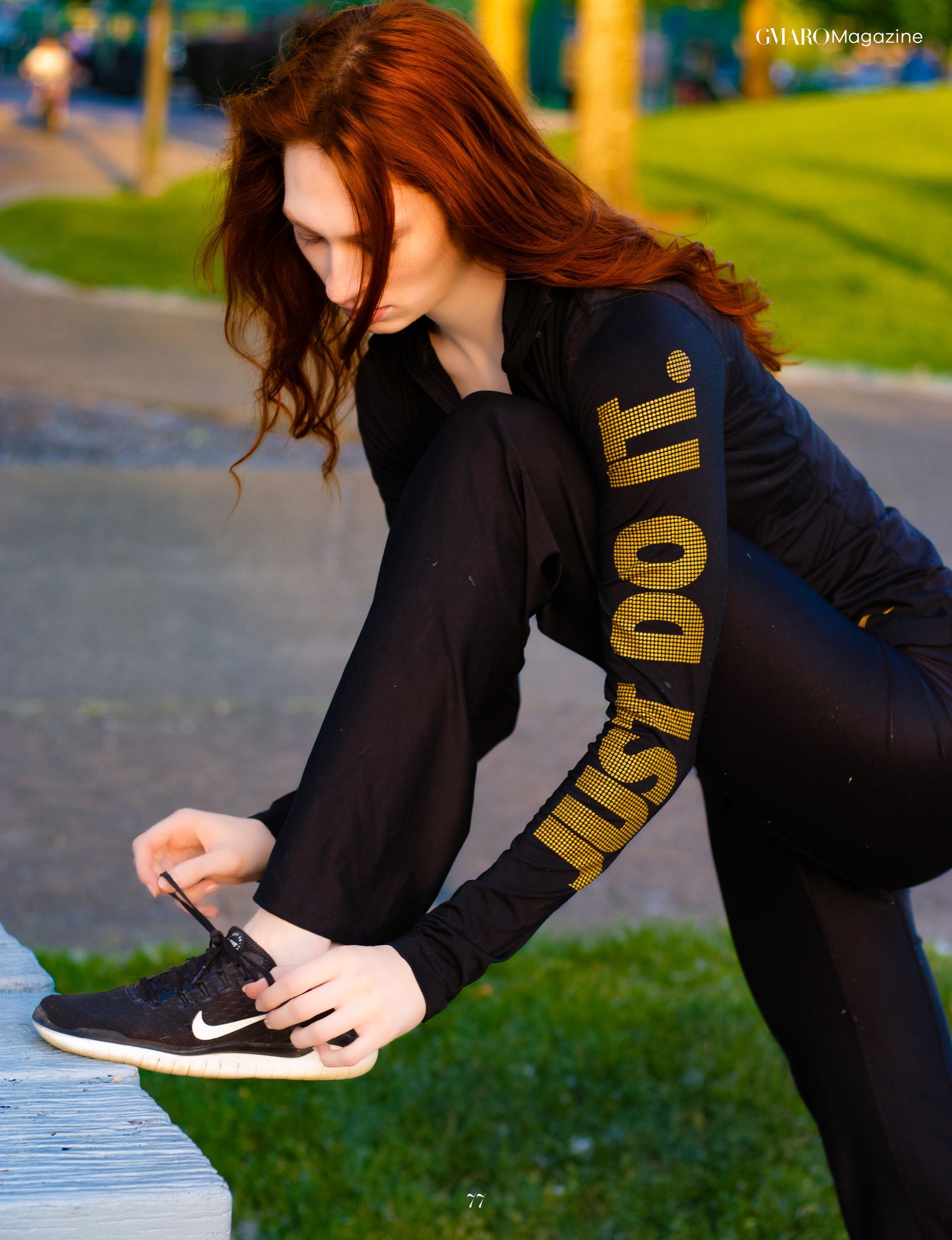 Kiera Brown published in Gmaro Magazine July 2025, Nike fashion editorial at Riverfront Park in Salem Oregon by Verity Visions.