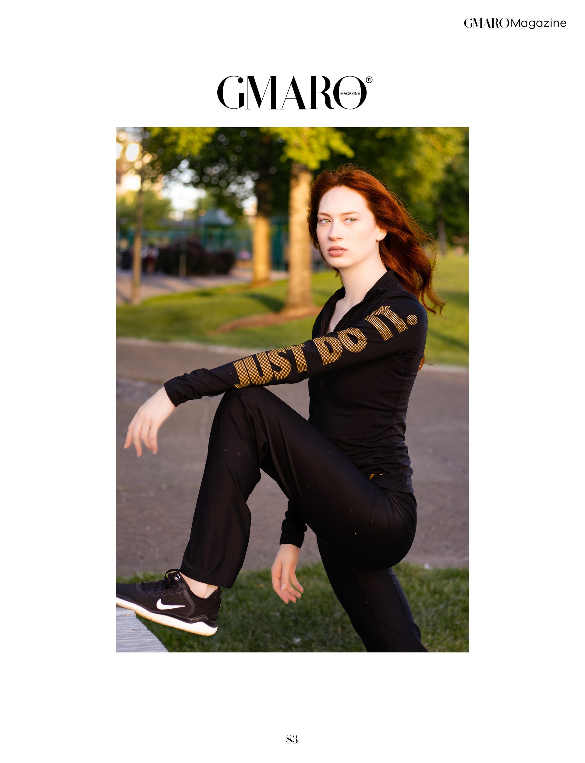 Kiera Brown published in Gmaro Magazine July 2025, Nike fashion editorial at Riverfront Park in Salem Oregon by Verity Visions.