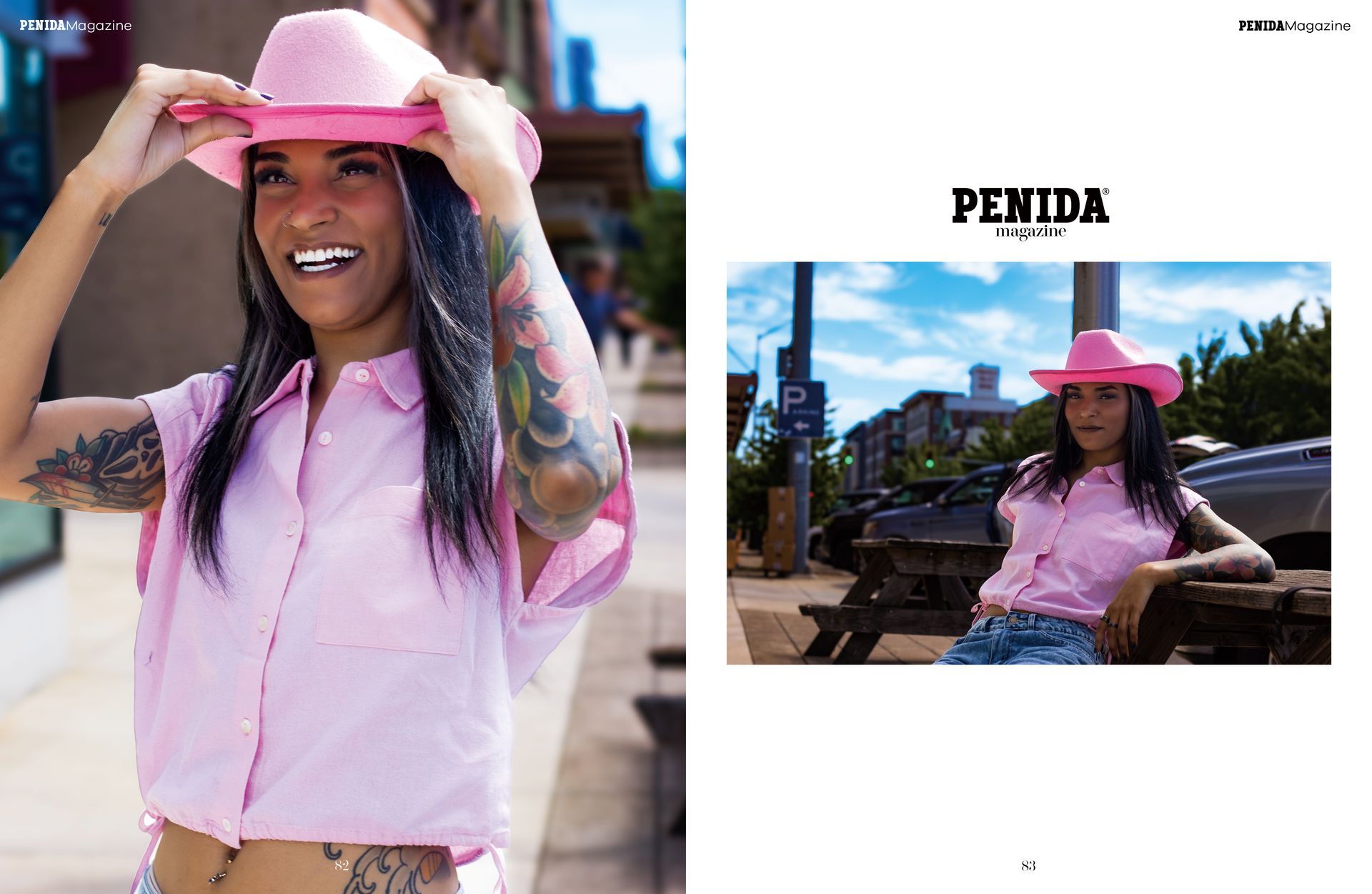 Tear Sheets of model Kasi published in Penida Magazine, photographed in Salem Oregon, showcasing editorial styling and a refined luxury fashion aesthetic.