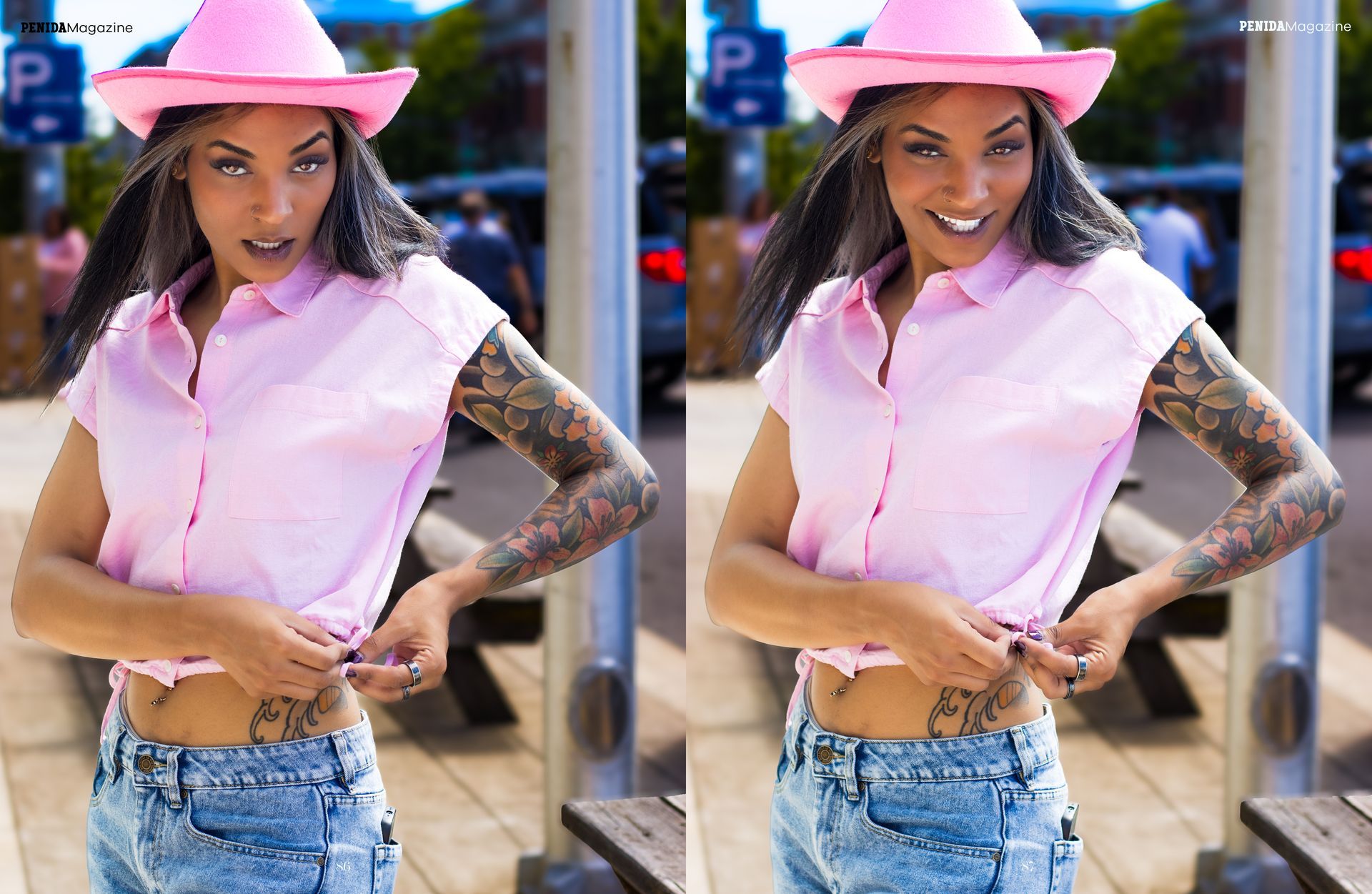 Kasi Mack featured in Penida Magazine, photographed in historic downtown Salem Oregon, showcasing refined luxury editorial portrait photography by Verity Visions.