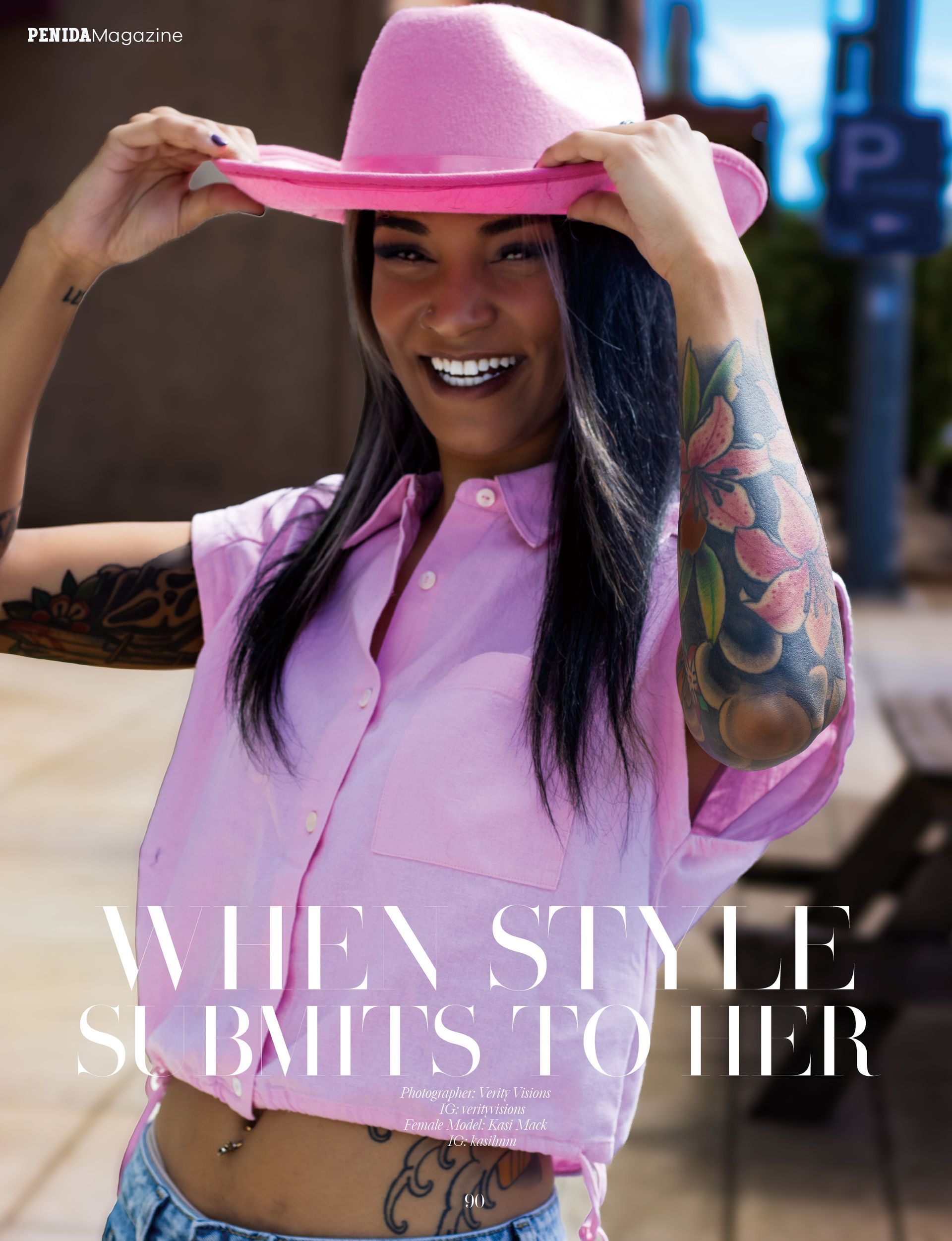 Editorial portrait of model Kasi Mack in historic downtown Salem Oregon, published in Penida Magazine, photographed by Verity Visions.