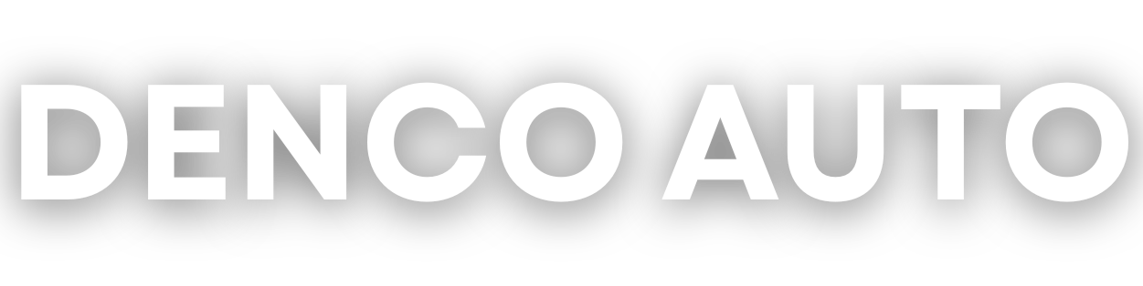 The word denco auto is written in white letters on a white background.