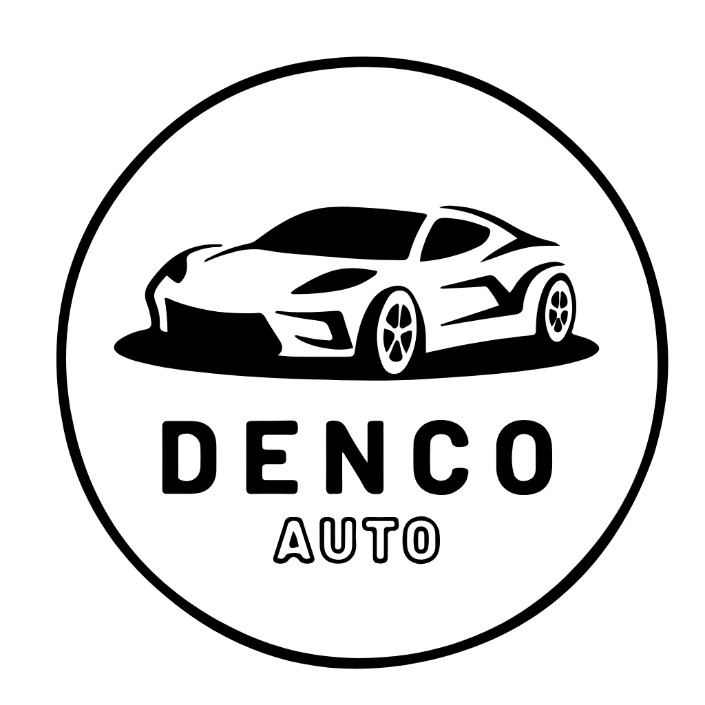 A black and white logo for a car dealership with a car in a circle.