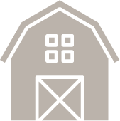 An icon of a barn on a white background.