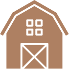An icon of a barn with squares on the windows.
