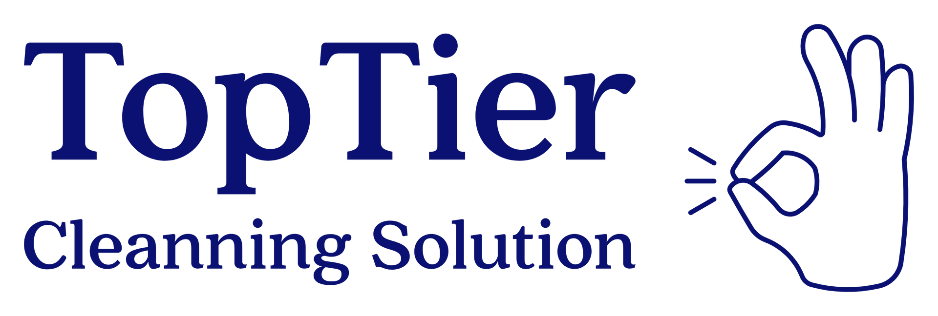 Top Tier Cleaning Solution logo with navy text and an ok hand gesture.