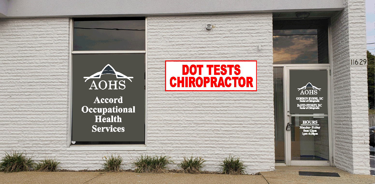 Exterior of Accord Occupational Health Services office, sign for 