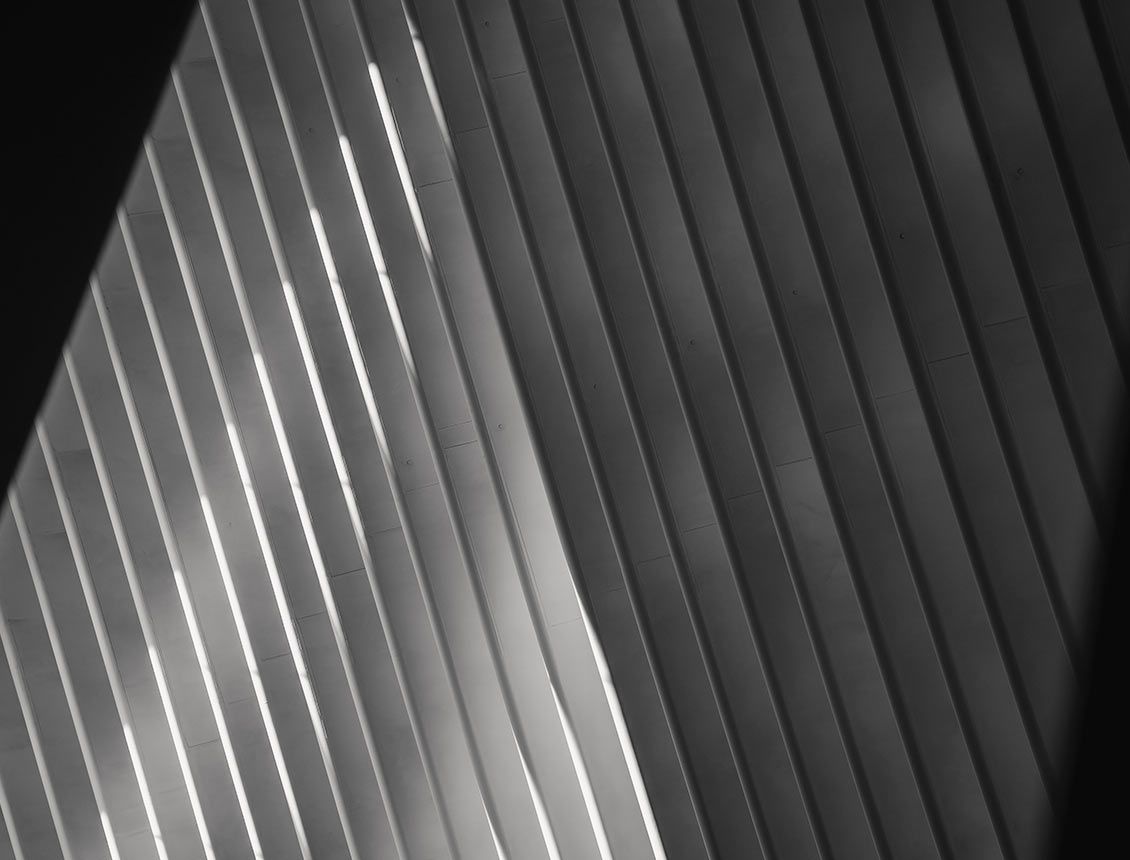 black and white image of abstract lines of a building