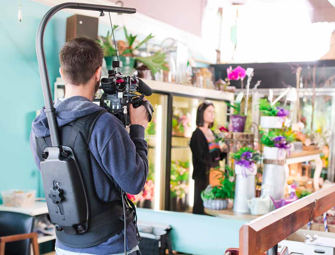 Spin Creative video production shoot for a TV commercial campaign shot on location in a flower shop. 