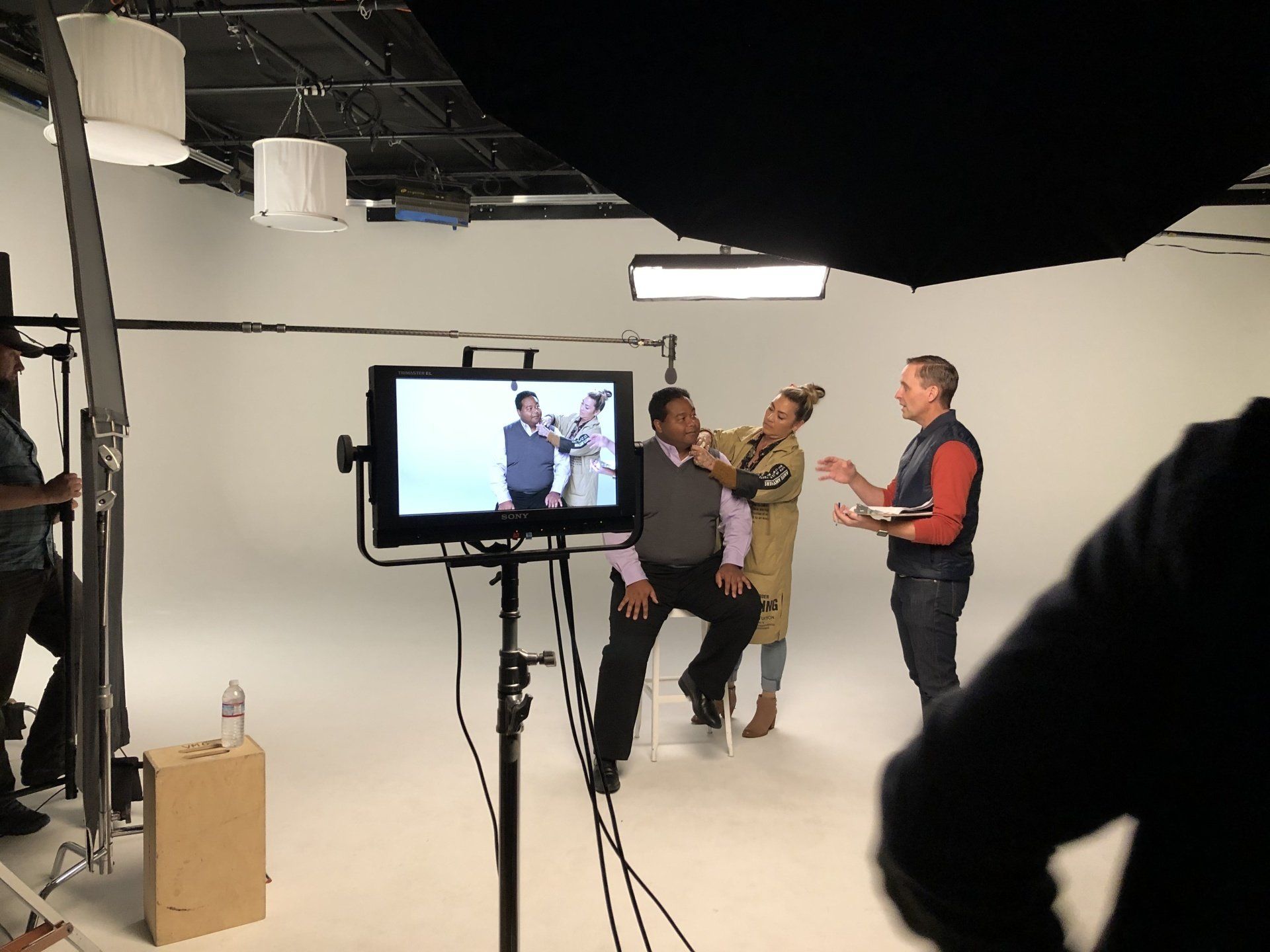 Spin Creative director Matthew Billings on set at a studio in Seattle for a brand video marketing project, part of a new brand launch for the client.