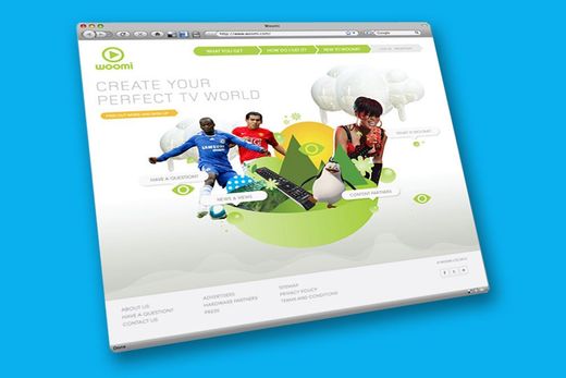 A computer screen shows a website that says create your perfect tv world