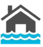House submerged in water, symbolizing flooding.
