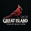 Logo for Great Island Construction, Cape Cod, featuring a red cardinal over text.