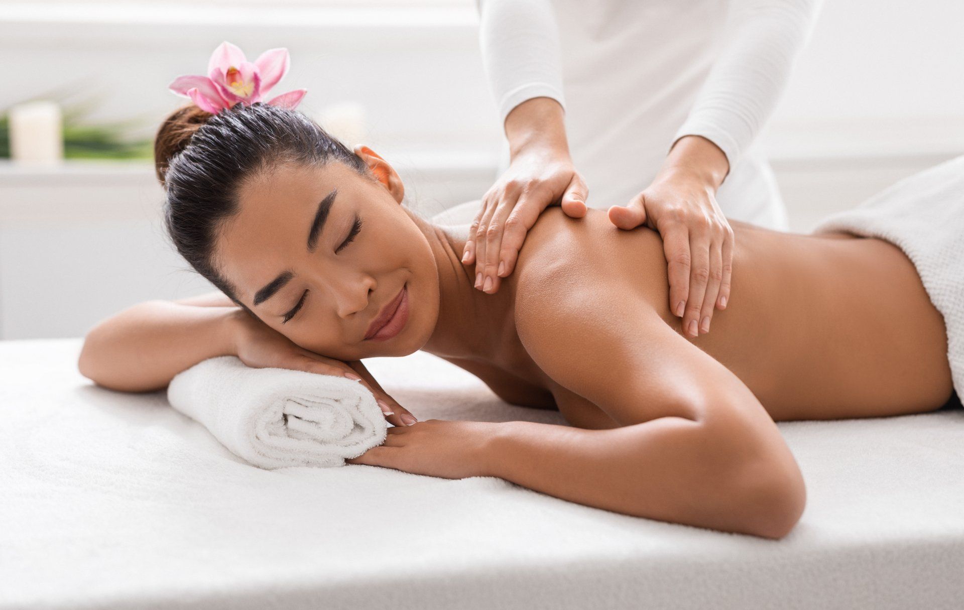 Woman getting a Thai Massage Image