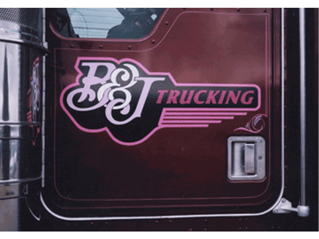 Custom designed and lettered semi-truck