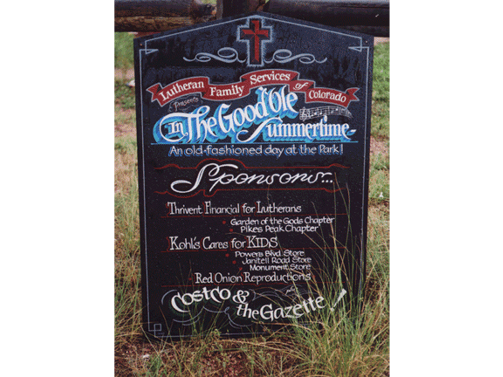 Old fashioned, hand lettered, ornate sign