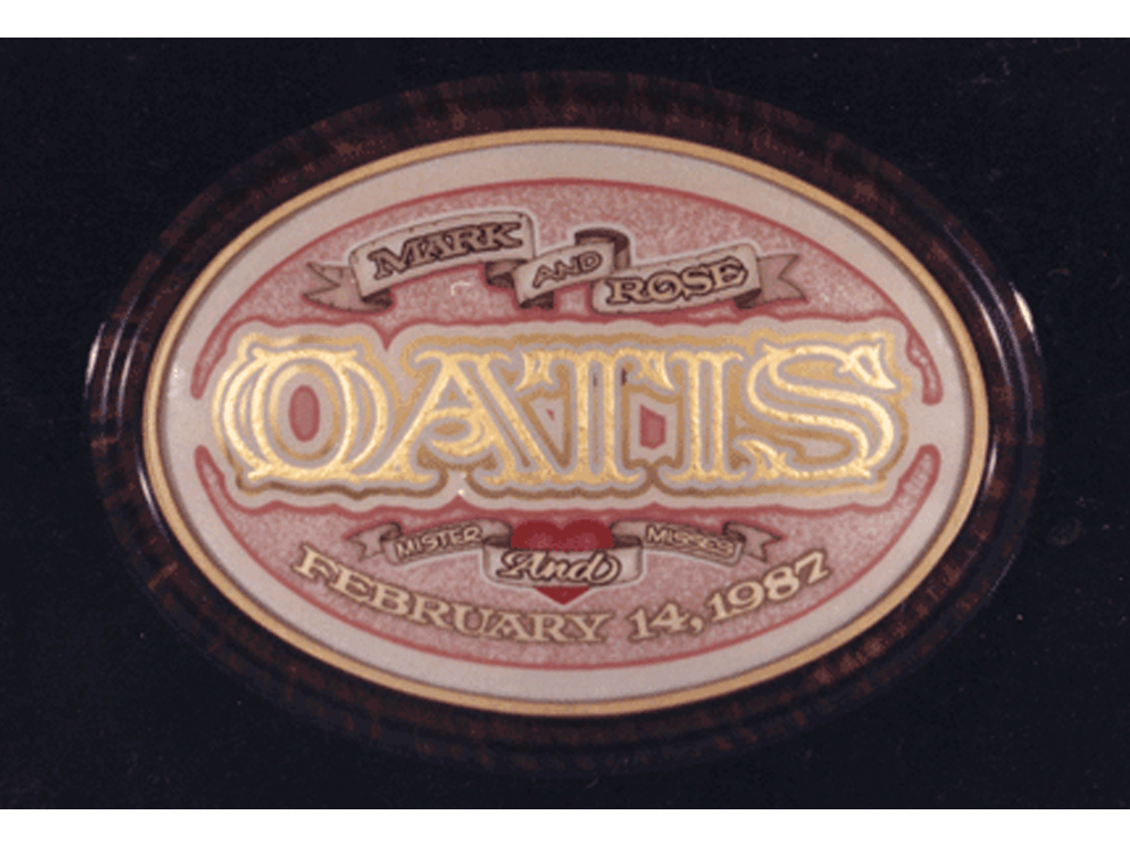 Glue chipped glass, gold leaf and turn of the century fonts