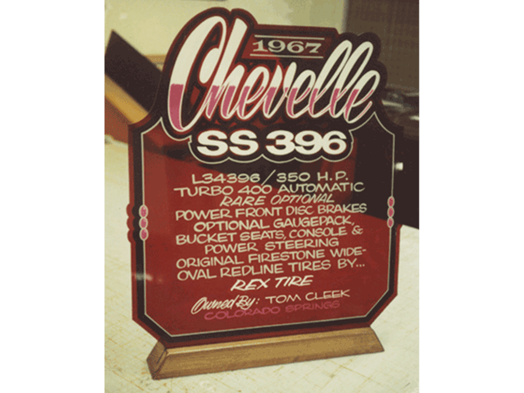 Hand lettered custom car show panel