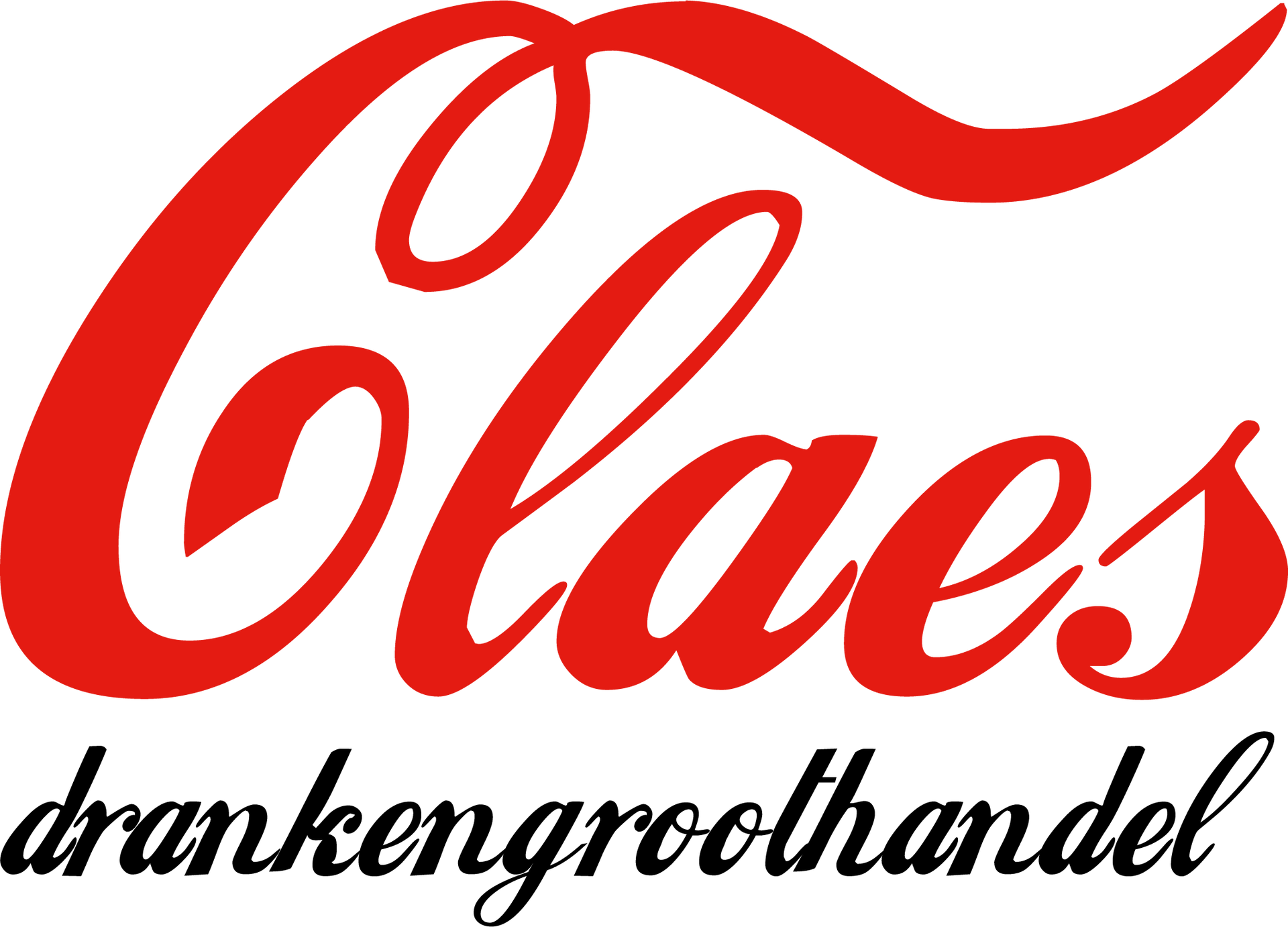 Een rood-wit logo voor claes drinkengroothandel