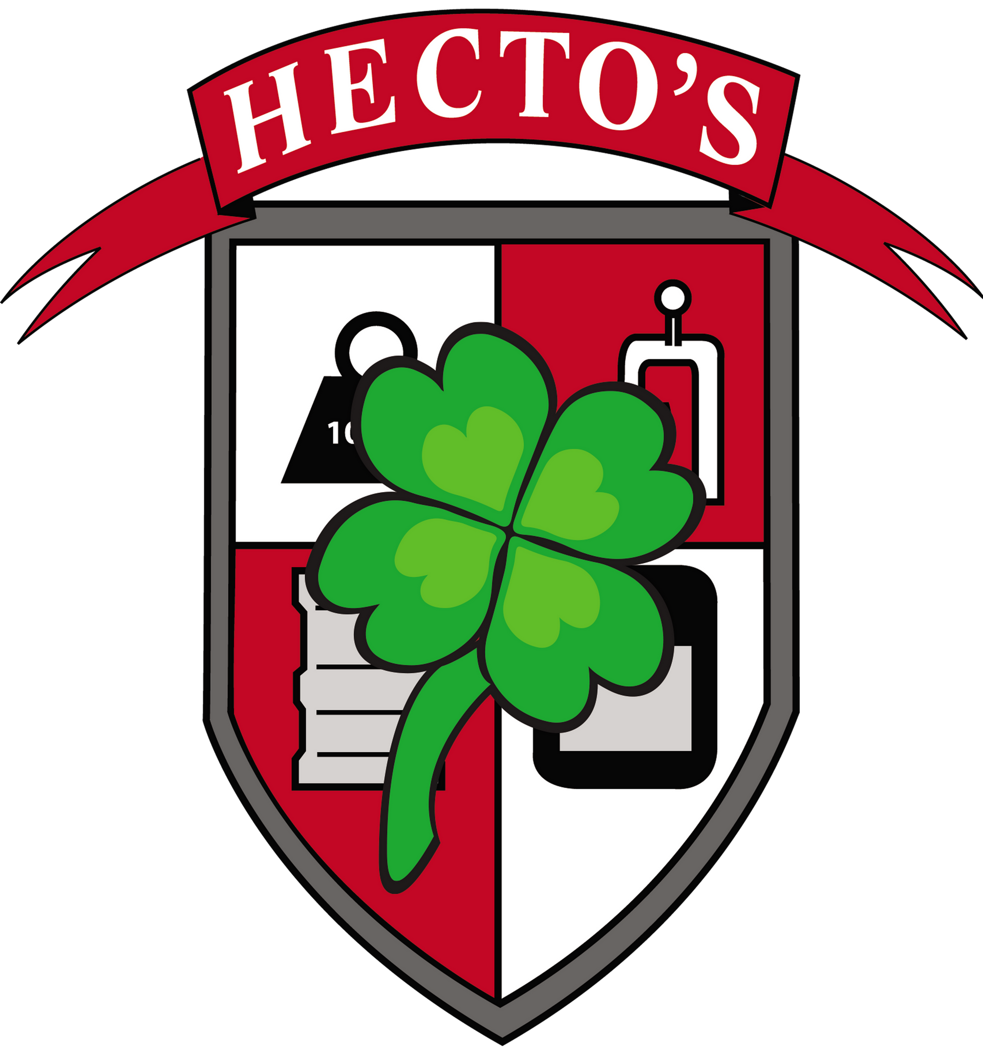 Een schild met een klavertje en het woord hecto erop