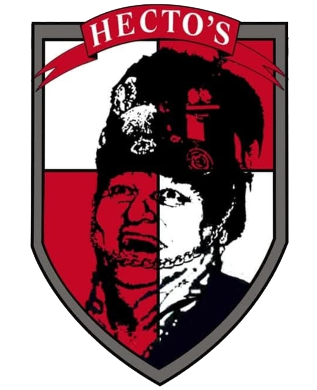 Een schild met een afbeelding van een man en het woord hecto erop