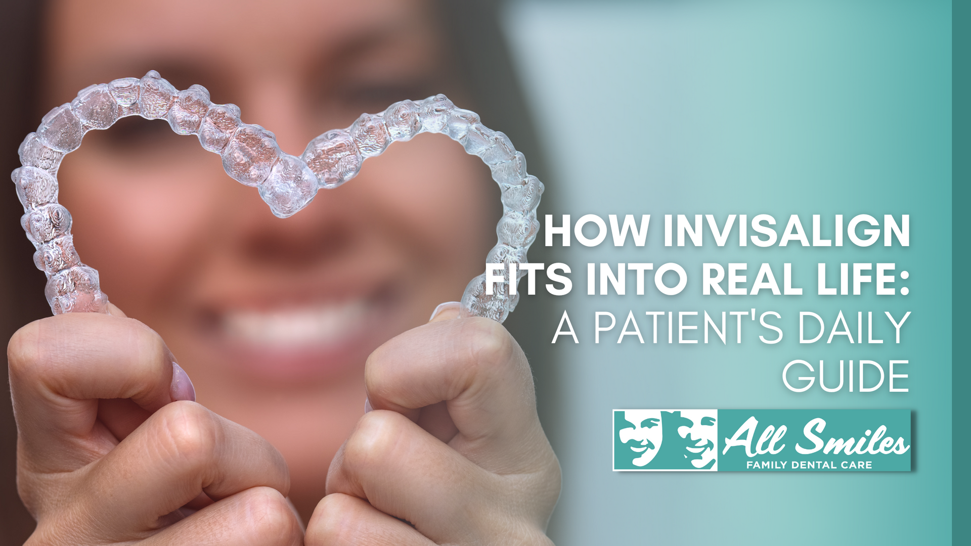 A woman is holding a heart shaped retainer in her hands.