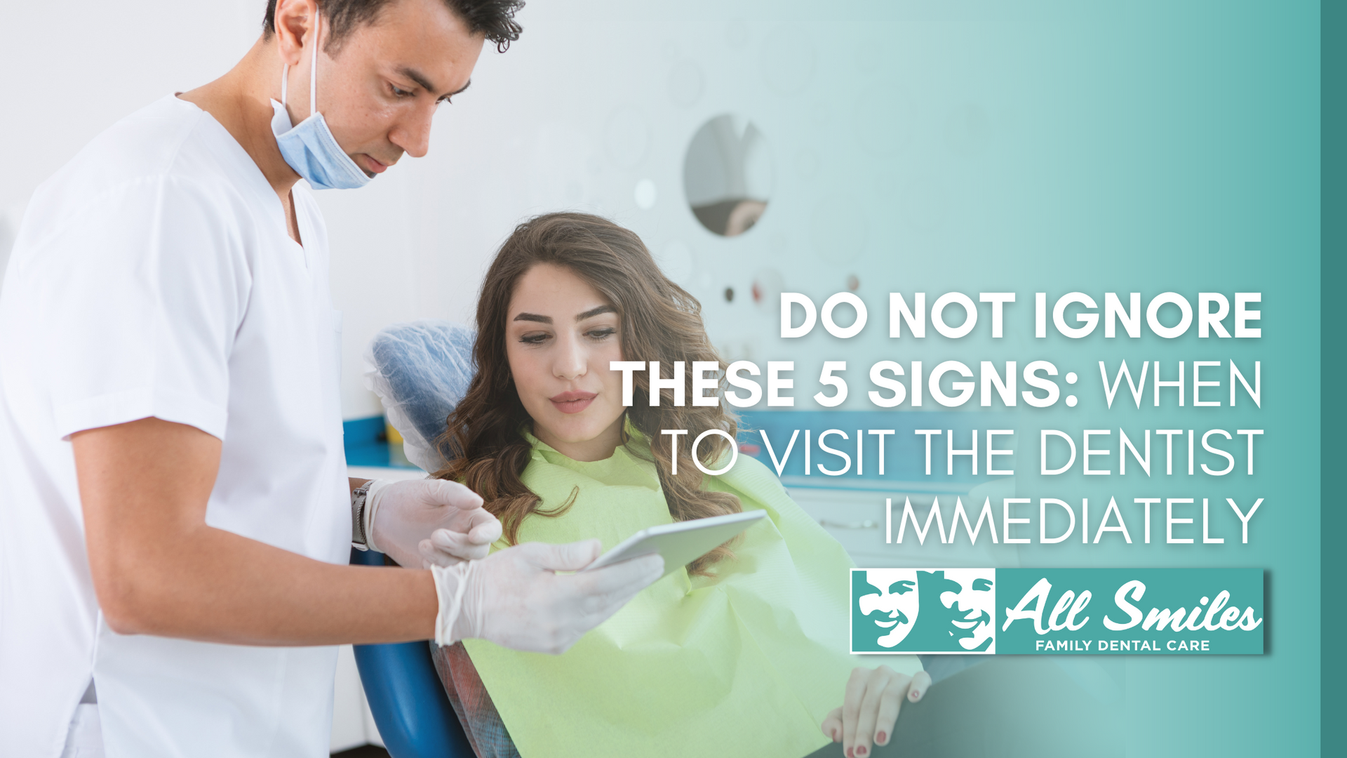 A dentist is talking to a patient in a dental chair.