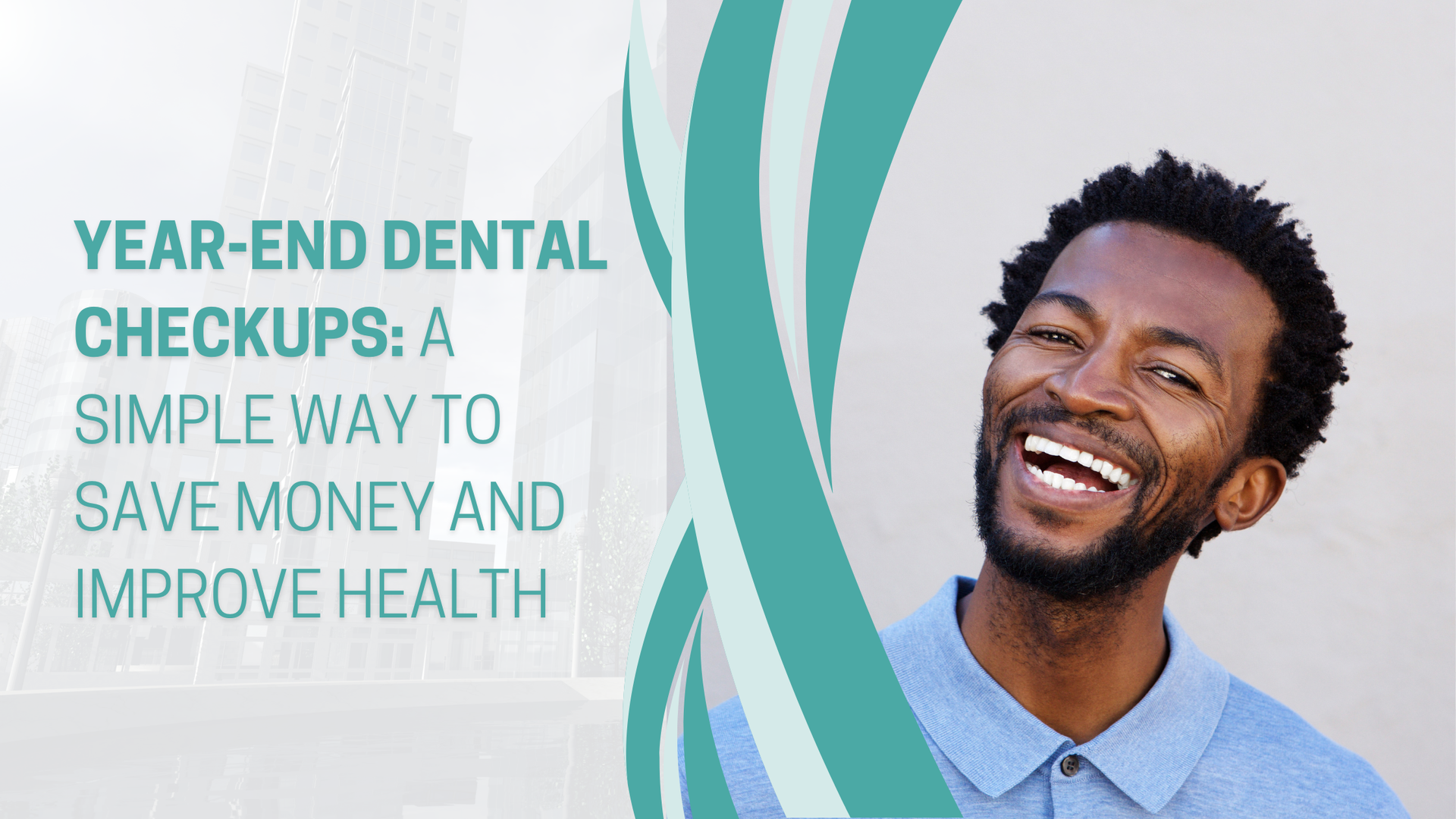 Smiling person next to text: 