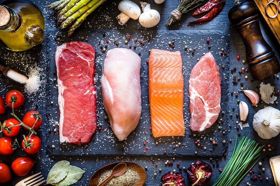 raw fish and meat