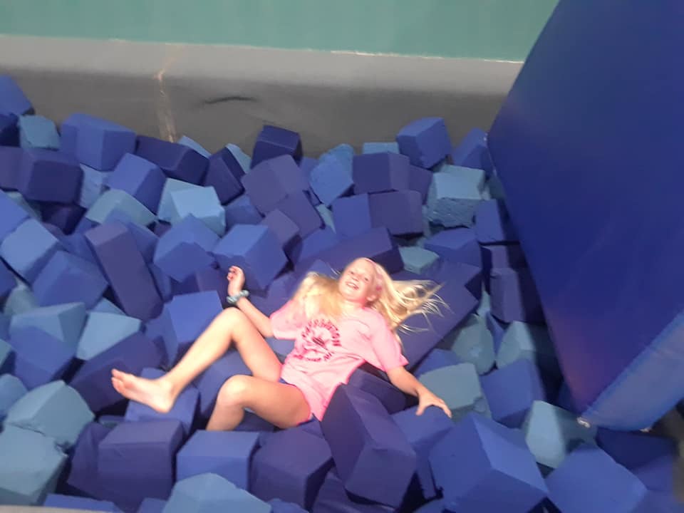 A Girl Jump on Foam Boxes — St. Louis, MO — Sappington Child Care Center & Summer Day Camp
